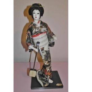 Vintage Nishi Doll Geisha with Samisen Instrument.